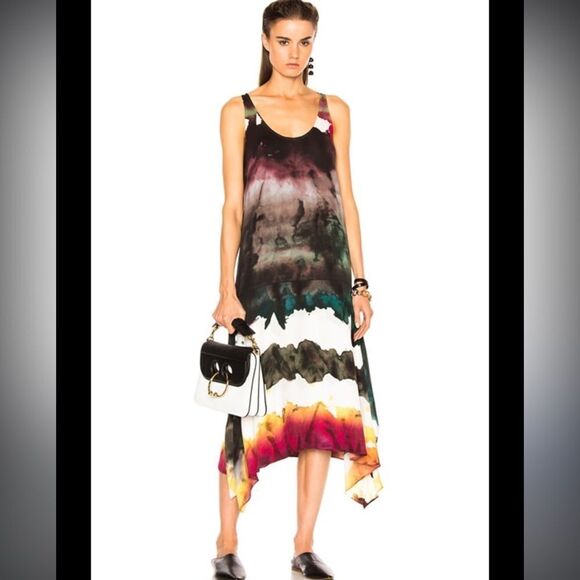 ACNE STUDIOS Saleh Dress Water Dye Pink & Green Large - Picture 1 of 14
